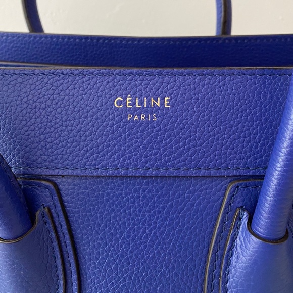 100% authentic Celine Drummed Calfskin Micro Luggage in indigo - Picture 2 of 16